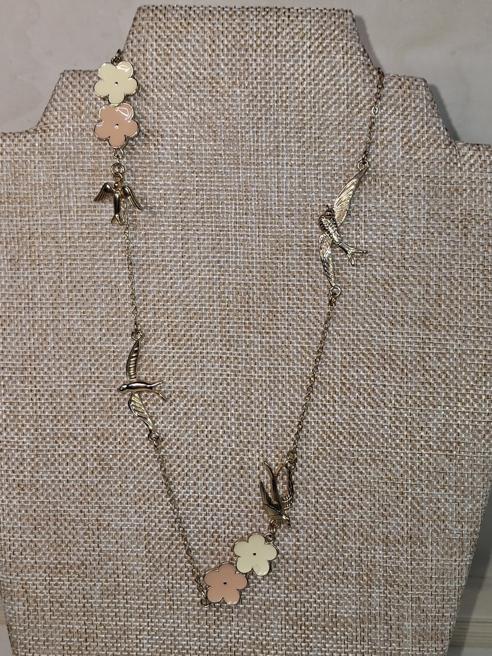 Charming Charlie's Floral & Bird Necklace